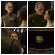 Tarkin menacingly moves toward Leia. TARKIN: "I grow tired of asking this. So it'll be the last time. Where is the Rebel base?” The Princess is now trapped between Tarkin and Vader as she stares at Alderaan on the screen with great worry. #starwars #anhwt #toyshelf